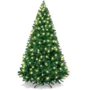 Premium Artificial Pre-Lit Pine Christmas Tree w/ 1,000 Tips, 250 Lights