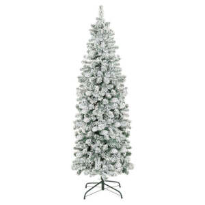 Snow Flocked Artificial Pencil Christmas Tree w/ Stand 9ft