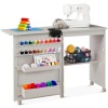 Folding Sewing Table Multipurpose Craft Station & Side Table w/ Wheels : 46"(L) x 14.75"(W) x 30.5"(H)