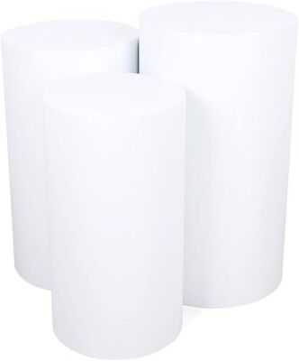 Round Cylinder Pedestal Display Pillars, Set of 3 