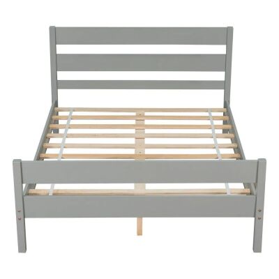 Full Bed with Headboard and Footboard, Grey