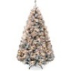 Pre-Lit Snow Flocked Artificial Pine Christmas Tree w/ Warm White Lights 6FT