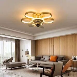 20 in. Integrated LED Indoor Gold Flush Mount Flower Shape Ceiling Fan with Light