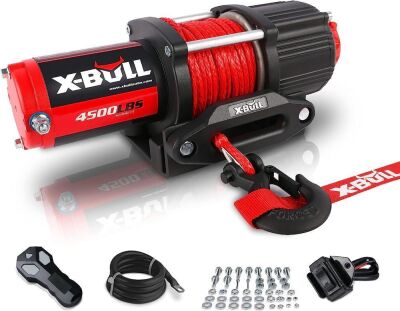 X-BULL 4500 lbs 12V Electric ATV/UTV Winch with Waterproof Synthetic Rope 