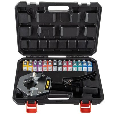 VEVOR Hydra-Krimp 71500 Manual AC Hose Hydraulic Hose Crimping Tool with 7 Die Set, for Barbed and Beaded Hose Fittings