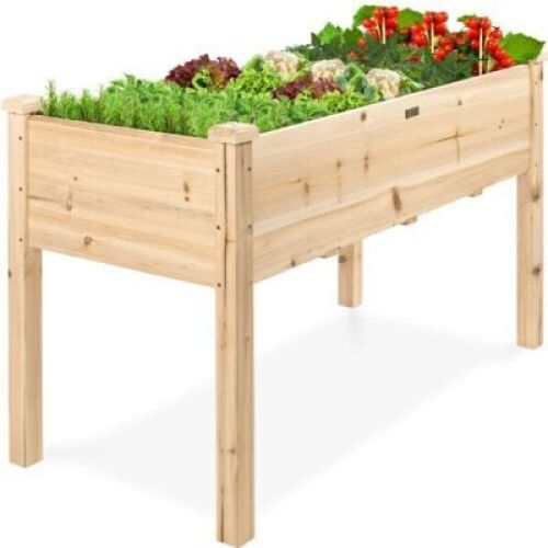 Raised Garden Bed, Elevated Wooden Planter Box w/ Foot Caps - 48x24x30in&nbsp;