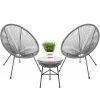 3-Piece All-Weather Patio Acapulco Bistro Set w/ Rope, Glass Top Table 