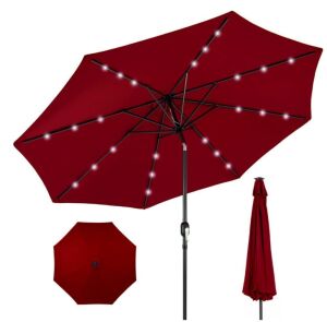 Solar LED Lighted Patio Umbrella w/ Tilt Adjustment, UV-Resistance - 10ft 