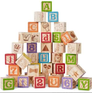 40-Piece Kids Wooden ABC Block Set