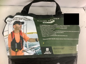 AM33 All-Clear Manual Deluxe Inflatable Life Vest, Black/Red - E-Commerce Return, Zipper is Broken