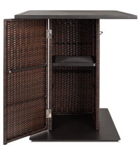 Wicker Bar Table, Built-In Bottle Opener, Hidden Storage