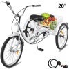 Vevor Adult 20" Tricycle with Basket, White - Appears New 