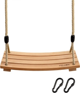 Pellor Wood Tree Swing Seat,Indoor Outdoor Rope Wooden Swing Set for Children Adult Kids 17.7x7.9x0.6 inch