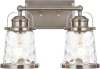 Lucidce 2-Light Vanity Light Fixtures Modern Brushed Nickel Bathroom Lights Over Mirror Industrial Sconces Wall Lighting with Hammered Glass Shades