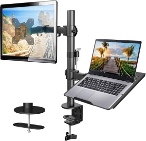 HUANUO Laptop Monitor Mount, Single Monitor Desk Mount Holds 13-27 inch Computer Screen, Laptop Notebook Desk Mount Stand Fits Up to 17 inch, Fully Adjustable Weight Up to 17.6lbs