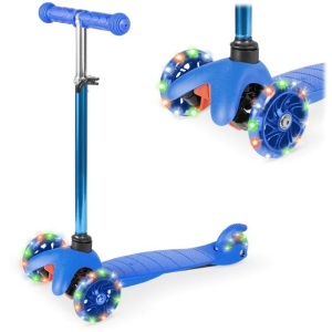 Kids Mini Kick Scooter Toy w/ Colorful Light-Up Wheels, Adjustable T-Bar 21.5"(L) x 9.75"(W) x 22-26.5"(H)