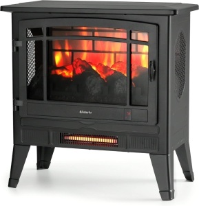 TURBRO Suburbs TS25 Electric Fireplace Infrared Heater - 25" Freestanding Fireplace Stove with Adjustable Flame Effects, Overheating Protection, Timer, Remote Control - 1400W, Black