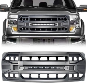 MEGAIE Front Grill Replacement for F150 2009-2014, Matte Black Front Bumper Grille w/Off-Road Lights