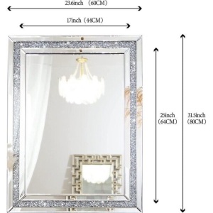 SHYFOY (SF-WM077) Rectangle Decorative Wall Mirror Crushed Diamond Vanity Mirror