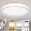 DLLT 48W Modern Dimmable Led Flush Mount Ceiling Light with Remote, 18.9 Inch Round Close to Ceiling Lights Fixture for Bedroom/Living Room/Dining Room Lighting, Timing, 3 Light Color Changeable