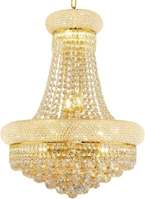 chandiry 12 Lights Gold Finish Empire Crystal Chandelier Lighting for Dining Room Living Room Foyer Hallway Bedroom Entryway (Dia 22'')
