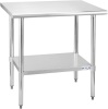 Hally Stainless Steel Table for Prep & Work 24 x 36 Inches, NSF Commercial Heavy Duty Table with Undershelf and Galvanized Legs for Restaurant, Home and Hotel 