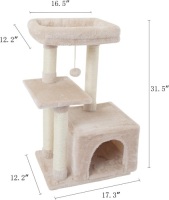 FISH&NAP Cute Cat Tree Kitten Cat Tower for Indoor Cat Condo Sisal Scratching Posts with Jump Platform Cat Furniture Activity Center Play House Beige 17.3"L x 12.2"W x 31.5"H 
