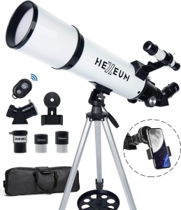 Telescope 80mm Aperture 600mm - Astronomical Portable Refracting Telescope Fully Multi-Coated High Transmission Coatings AZ Mount with Tripod Phone Adapter, Wireless Control, Carrying Bag.