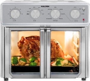 Kalorik MAXX® Air Fryer Oven, 26 Quart 9-in-1 Countertop Toaster Oven and Air Fryer Combo - Fry, Bake, Roast, Rotisserie, & More, 7 Easy-to-Clean Accessories, 1700W, Stainless Steel, AFO 47267 OW 