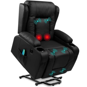 Electric Power Lift Recliner Massage Chair w/ Heat, USB Port, Cupholders 38"(L) x 33"(W) x 40"(H)