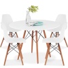 5-Piece Mid-Century Modern Dining Set w/ 4 Chairs, Wooden Legs, Metal Frame  35.5"(Dia) x 28.5"(H)