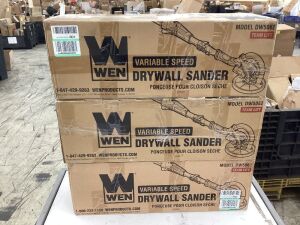 Lot of (3) WEN DW5062 Variable Speed 5-Amp Drywall Sander with 15-Foot Dust Hose - Uninspected, Open Box 