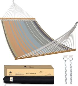 Patio Watcher 14 FT Quick Dry Hammock with Double Size Solid Wood Spreader Bar