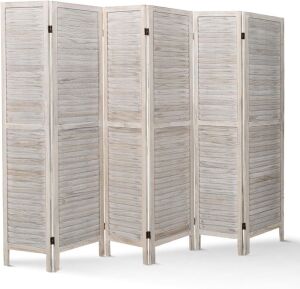 ECOMEX 6 Panel Wood Room Divider, 5.6' Tall