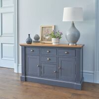 Highgate Rustic Oak and Blue Painted Hardwood Large Sideboard