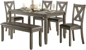 Homelegance 6-Piece Pack Dinette Set, 60-Inch Table, Gray 