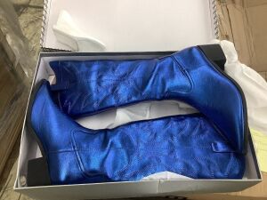 Metallic Blue Western Boots, Size 40