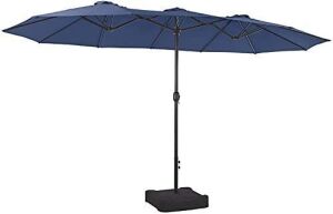 PHI VILLA 15ft Patio Umbrella Double-Sided Outdoor Market Extra Large Umbrella with Crank, Base Included