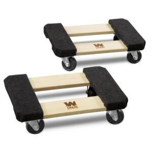 Lot of (2) WEN DL1812 1320 lbs. Capacity 12 in. x 18 in. Hardwood Furniture Moving Dolly, Two Pack