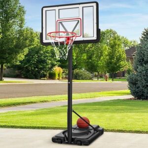 Adjustable Regulation-Size Basketball Hoop w/ Fillable Base, 2 Wheels 