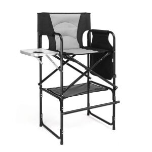 OmySalon 30in Portable Folding Directors Chair with Side Table, 300lb Capacity