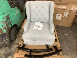 Tufted Upholstered Wingback Rocking Chair