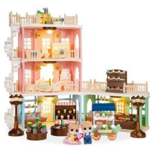 Deluxe Cottage Dollhouse Town Mansion Playset with 225 Accessories and Tiny Critters