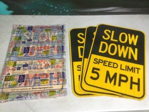 Lot of (4) Sow Down Speed Limit 5 MPH Signs - New