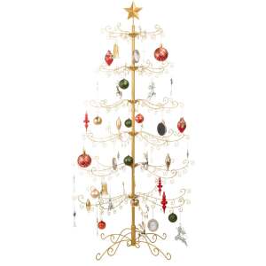 Wrought Iron Christmas Tree Ornament Display w/ Easy Assembly, Stand