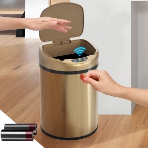 Smart Trash Can 3.5 Gallon Stainless Steel Garbage Can with Automatic Packaging Function, Touchless Trash CanGrey not gold 