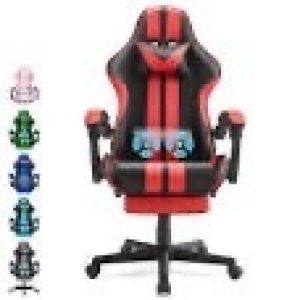 Ferghana Gaming Chair with Footrest, Leather Ergonomic Gaming Chairs for Adults Height Adjustable Gamer Chair, Comfortable Computer Chair