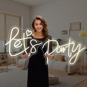 super large lets party neon sign for bedroom wall super neon sign for wall decor for bachelorette party, engagement party birthday party wasoee