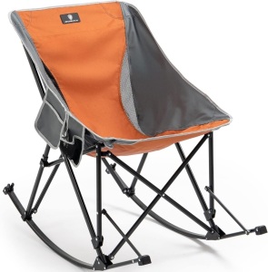 Dowinx Oversized Folding Rocking Camping Chair, Portable High Back Outdoor Rocker for Patio, Garden, Lawn, Supports up to 300 lbs, Orange