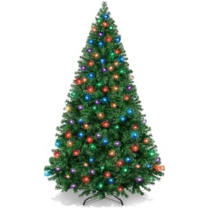 Premium Artificial Pre-Lit Pine Christmas Tree w/ 1,000 Tips, 250 LED Lights 